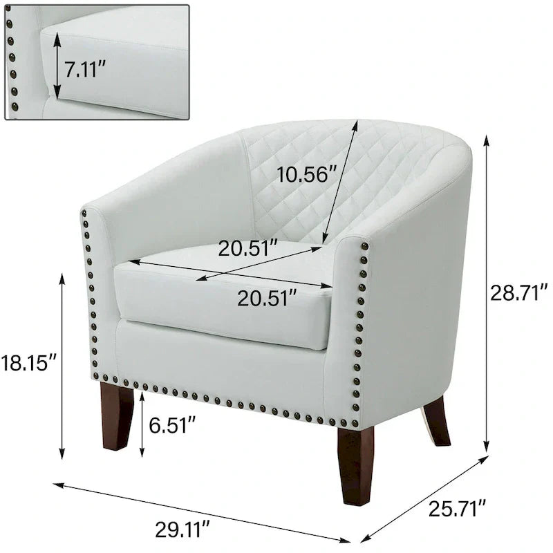 Ethan Barrel Accent Chair in PU Leather with Nailhead Detailing - image 25
