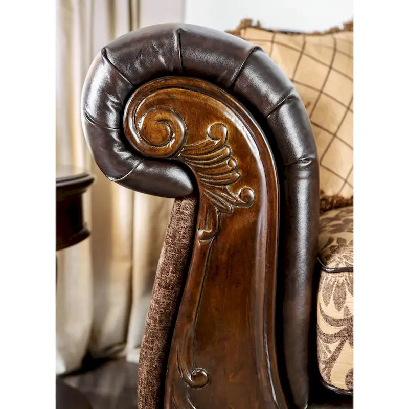 Rend Classic Faux Leather Tufted Sofa with Rolled Arms by Furniture of America - image 12