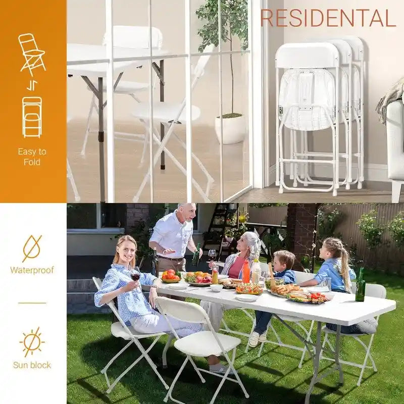 Set of 4 Portable Stackable Plastic Folding Chairs with Steel Frame for Indoor and Outdoor Events - image 10