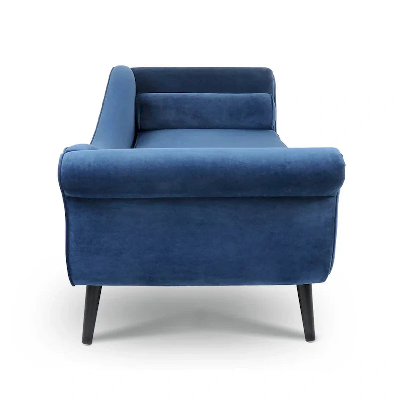 Upholstered Indoor Chaise Lounge Chair with Scroll Arms, Reclining Feature, Rolled Accent Pillow, and Sturdy Solid Wood Legs - image 18