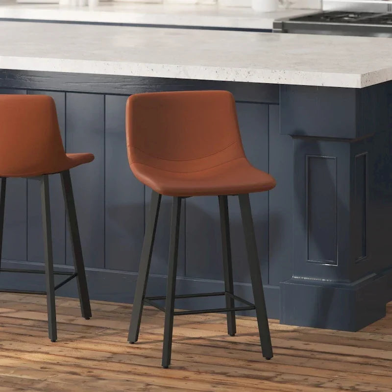 Pair of Armless Upholstered Metal Counter Stools - image 29