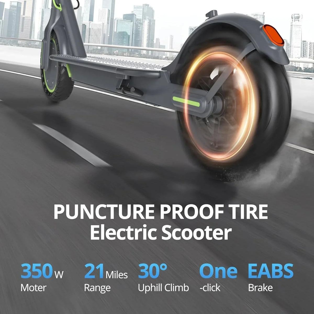 Electric Scooter - 8.5" Solid Tires, 350W Motor, Up to 19 MPH and 21-23 Miles Long-Range Portable Foldable Commuting Scooter for Adults with Double Braking System and App - image 27