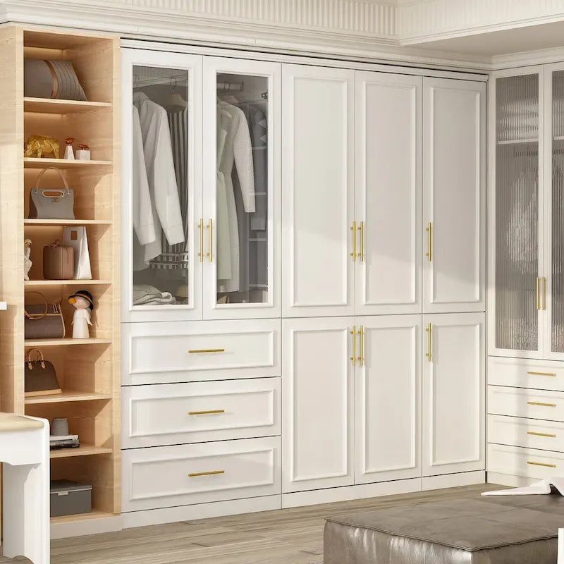 74.8-Inch Tall Large Modular Wardrobe Closet with Glass Doors - image 5