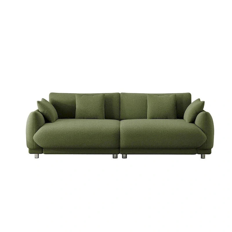 86.6" Contemporary Teddy Velvet Triple Sofa with 4 Cushions and Metal Legs - image 11