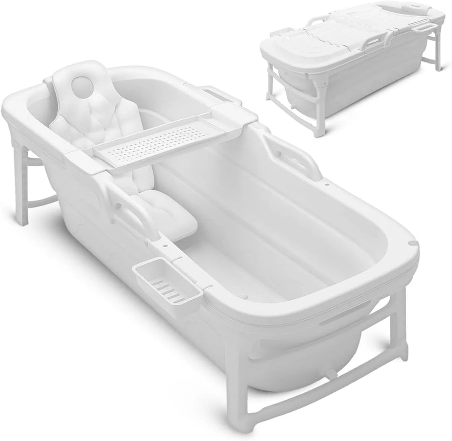 Serenelife 59 inch Portable Bathtub for Adults Large Foldable Ice Bath Tub Hot Spa Soaking Tub - image 1
