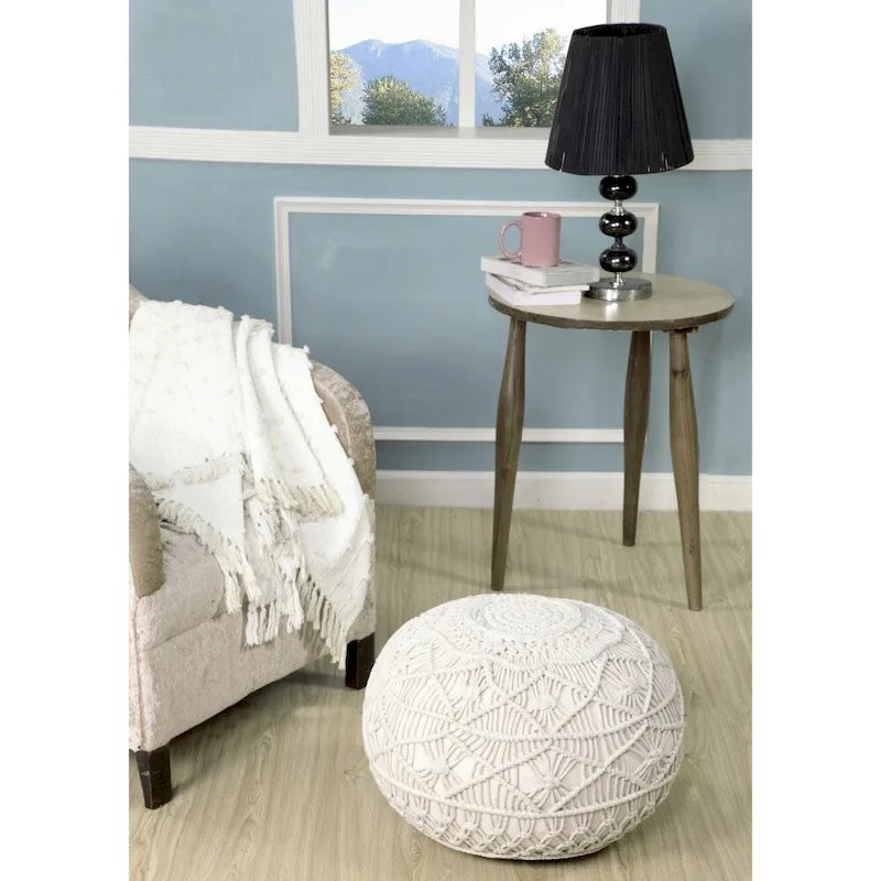Sevita Mystic Macrame Natural Pouf and Ottoman - image 1