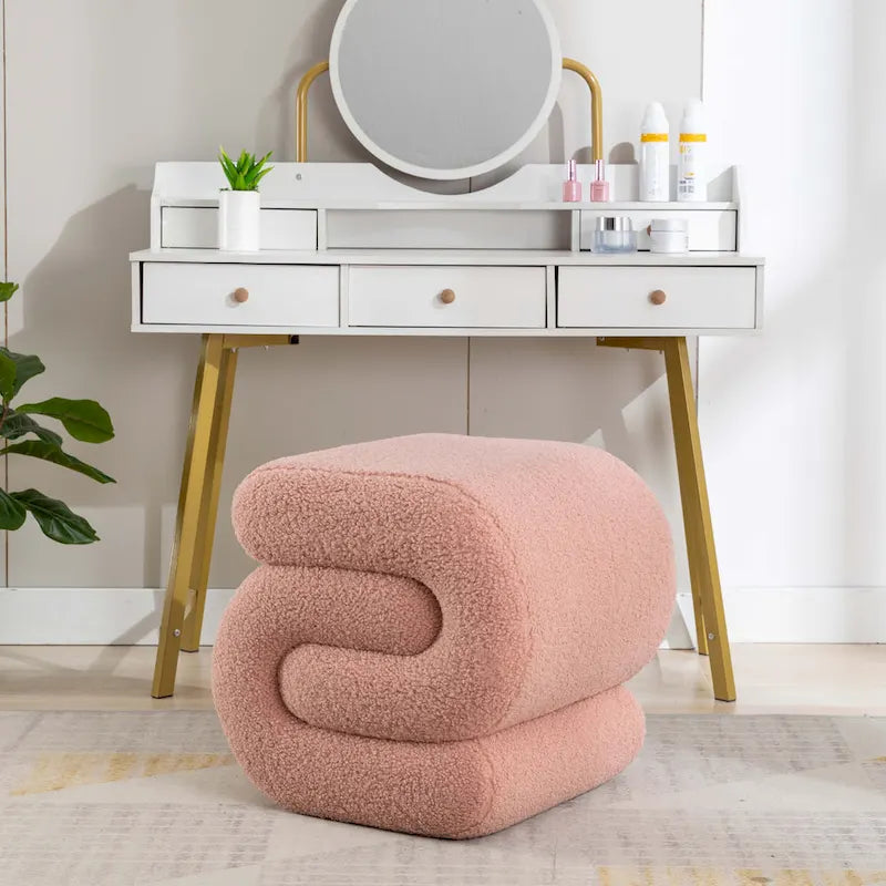 Contemporary S-Shape Ottoman Makeup Stool and Footrest for Living Room and Bedroom - image 10