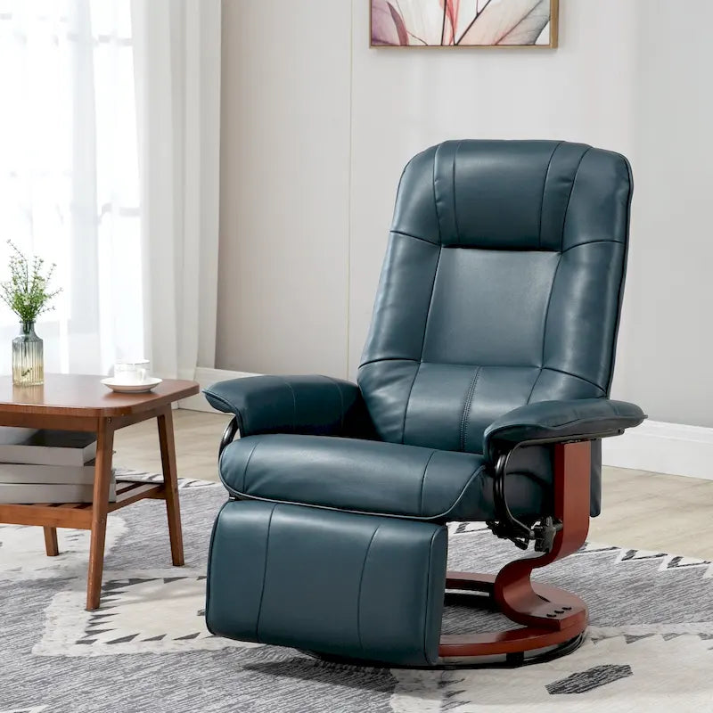 HomCom Faux Leather Adjustable Manual Swivel Base Recliner Chair with Comfortable and Relaxing Footrest - image 6