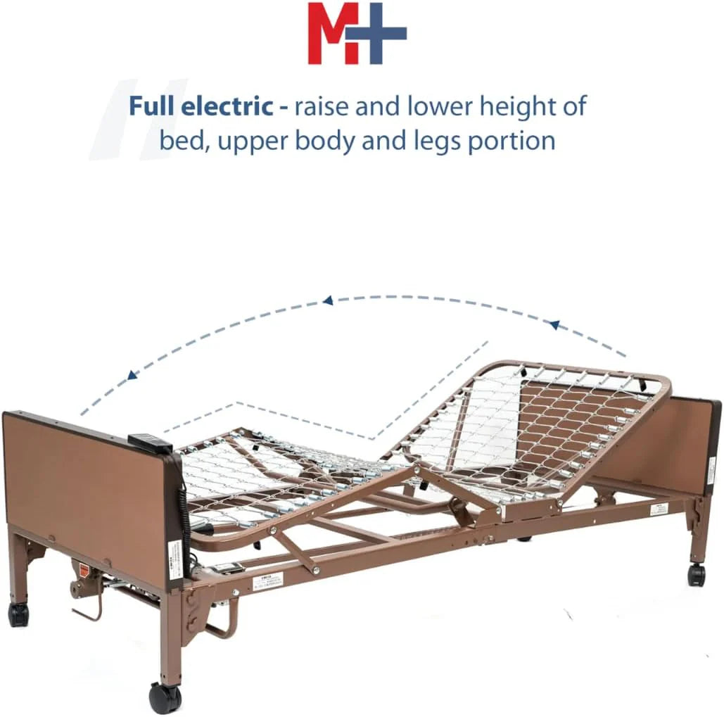 Fully Electric Hospital Bed Set, Foam Mattress, Half Rails - image 3