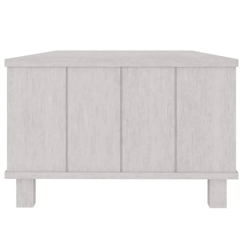 Rectangular White Solid Pine Wood Coffee Table with Storage Drawer - image 4