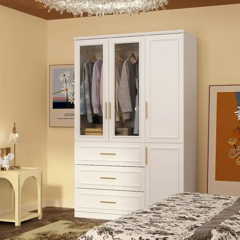 74.8-Inch Tall Large Modular Wardrobe Closet with Glass Doors - image 40