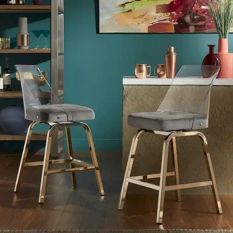 iNSPIRE Q Bold Lennox Velvet Counter Height Stools - Set of 2 - image 4
