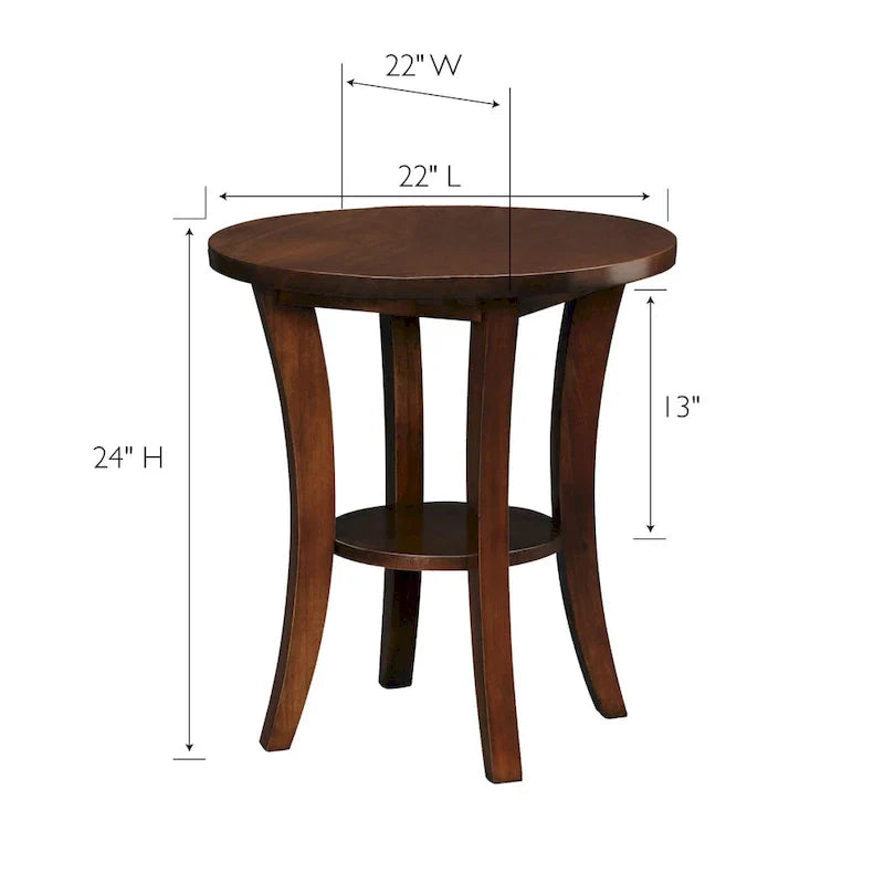Round Side Table with Shelf and Solid Wood Construction - image 20