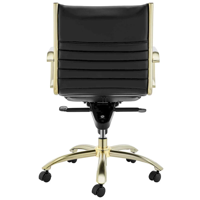 Dirk Black Low Back Office Chair with Matte Brushed Gold Base - image 6