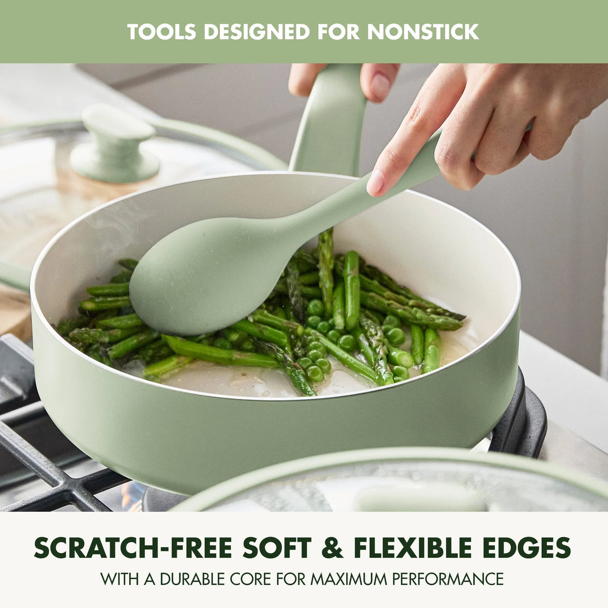 GreenPan Essence 17-Piece Ceramic Nonstick Cookware -C Toxin-Free, Dishwasher & Oven Safe, Green - image 5