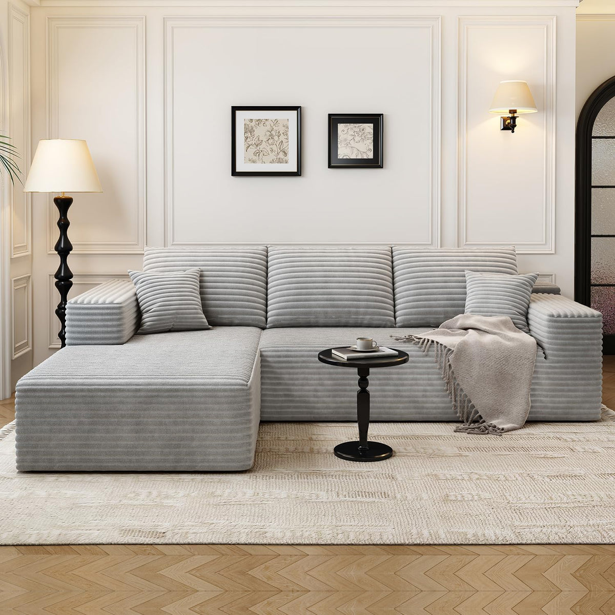 107.5" Cloud Modular Sectional Sofa Couch with L-Shape Chaise,Modern Minimalist Upholstered Couches for Living Room Bedroom,Deep Seat Corner Couch .No Assembly Required (Black,Left Facing Chaise) - image 70
