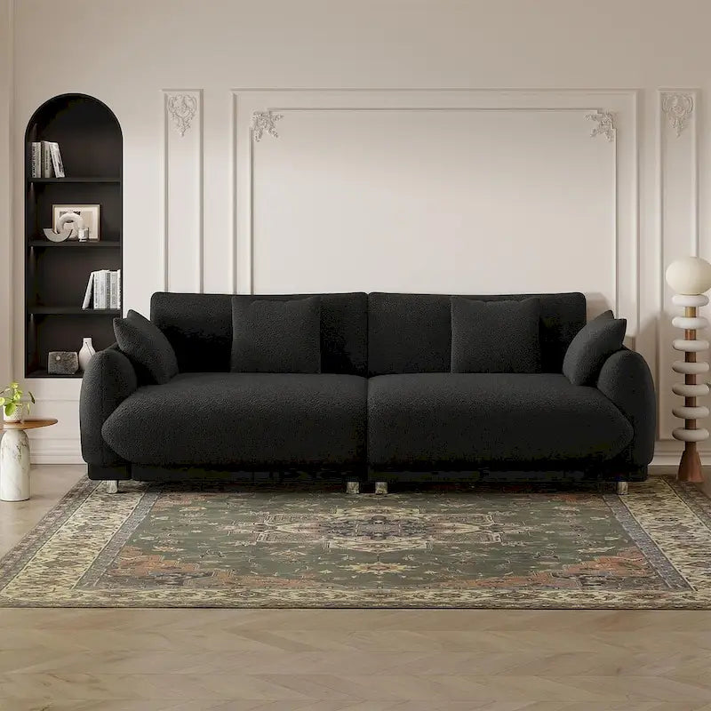 86.6" Contemporary Teddy Velvet Triple Sofa with 4 Cushions and Metal Legs - image 13