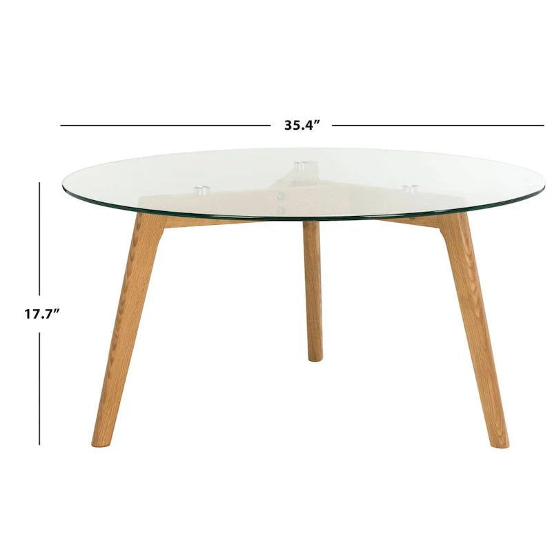 SAFAVIEH Rachelle Mid-Century Round Glass Coffee Table - Dimensions: 35.4" W x 35.4" D x 17.7" H - image 8