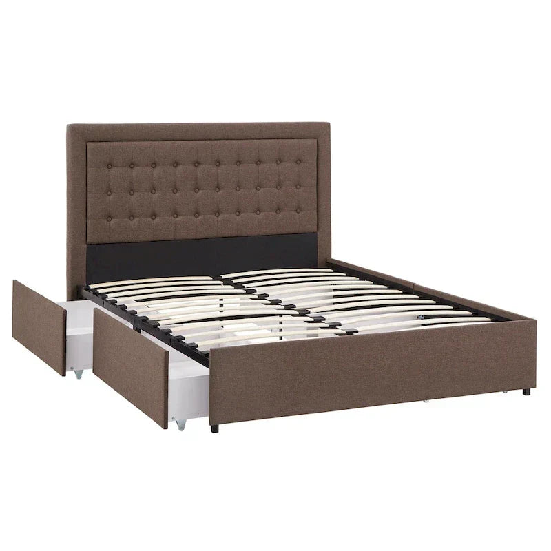 iNSPIRE Q Classic Arlert Tufted Linen Headboard Storage Platform Bed - image 6
