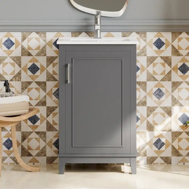 Contemporary 20-Inch Compact Bathroom Vanity Cabinet with Ceramic Sink - image 3