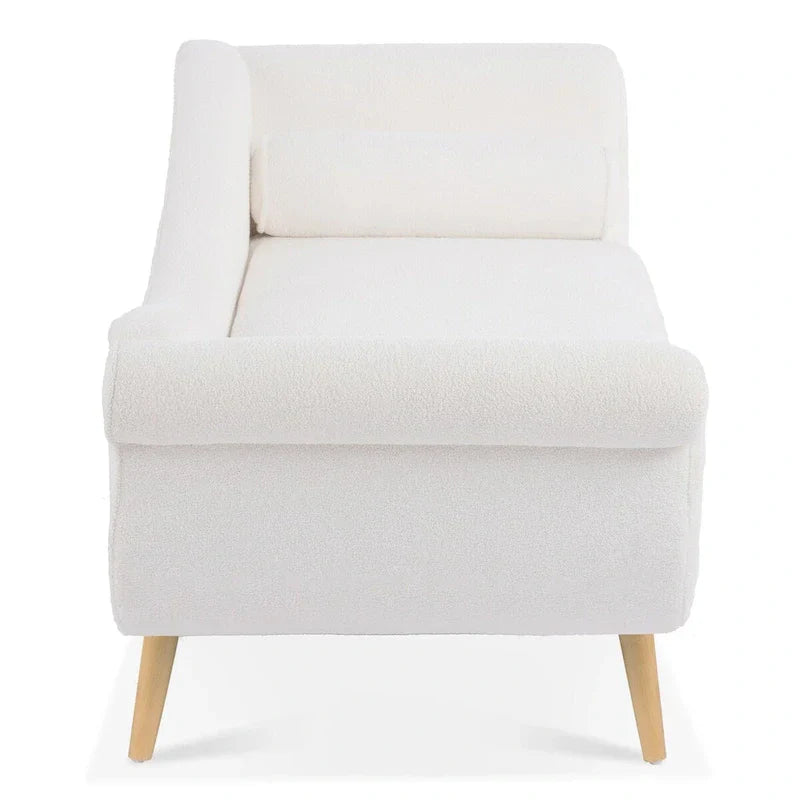 Upholstered Indoor Chaise Lounge Chair with Scroll Arms, Reclining Feature, Rolled Accent Pillow, and Sturdy Solid Wood Legs - image 29