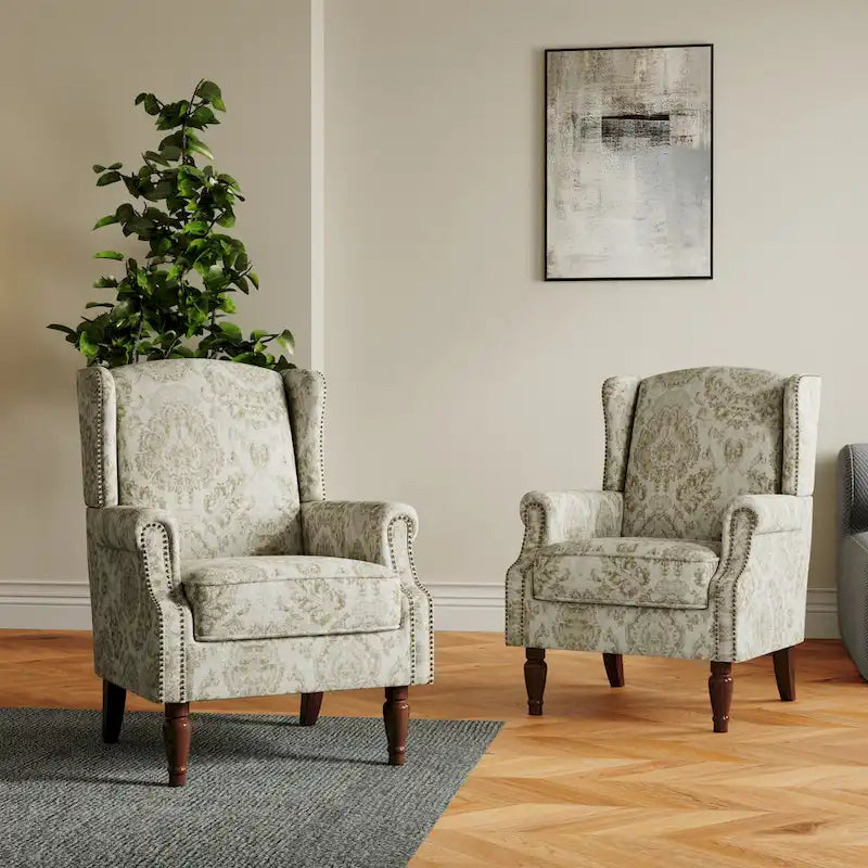 Pair of Stylish Upholstered Accent Chairs with Patterns for Living Room - image 34