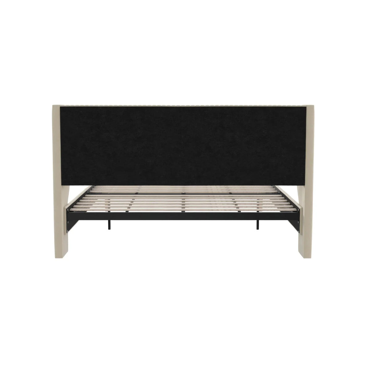 Mainstays Kelsey Upholstered Platform Bed Frame with Tufted Wingback Headboard, No Box Spring Required, Queen, Cream Velvet - image 12