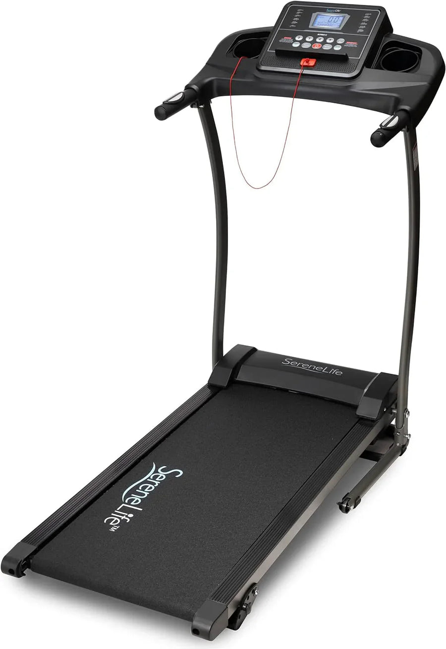 SereneLife Folding Treadmill - Foldable Home Fitness Equipment with LCD for Walking & Running - Cardio Exercise Machine - Preset and Adjustable Programs - Bluetooth Connectivity - image 1