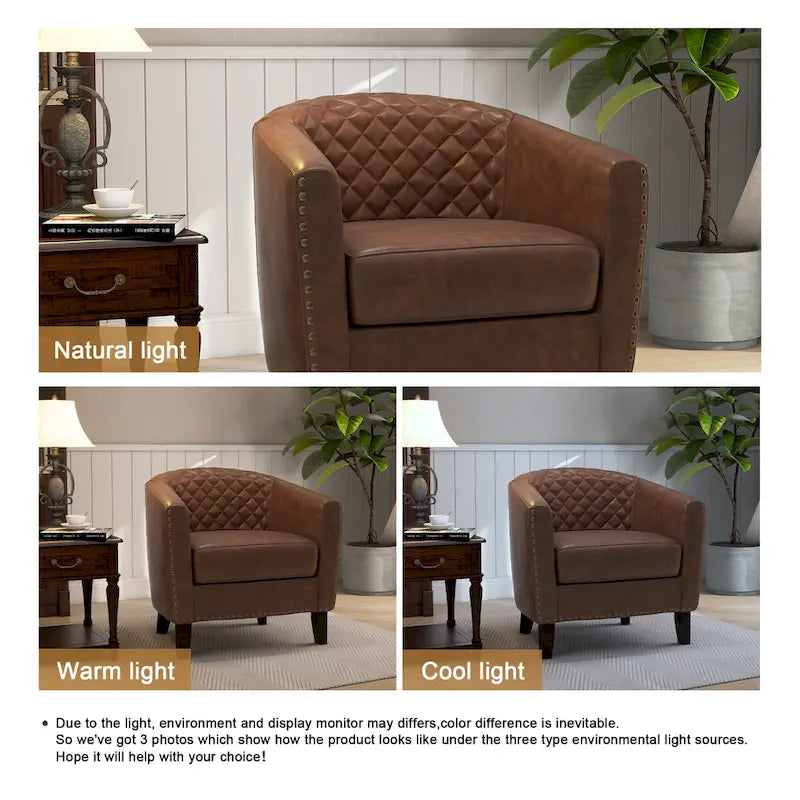 Ethan Barrel Accent Chair in PU Leather with Nailhead Detailing - image 21