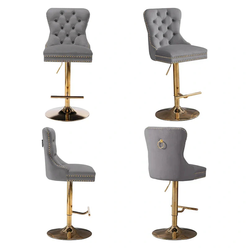 Contemporary Adjustable Thick Upholstered Swivel Counter Bar Stools - image 12