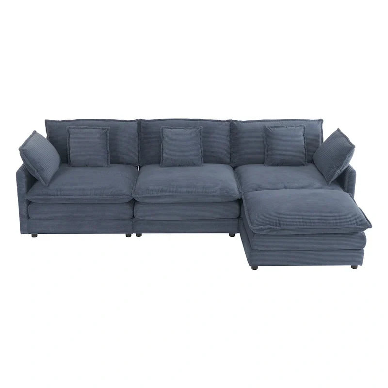 112.6-Inch Corduroy Upholstered L-Shaped Modular Sectional Sofa with Convenient Side Storage Pockets - image 20