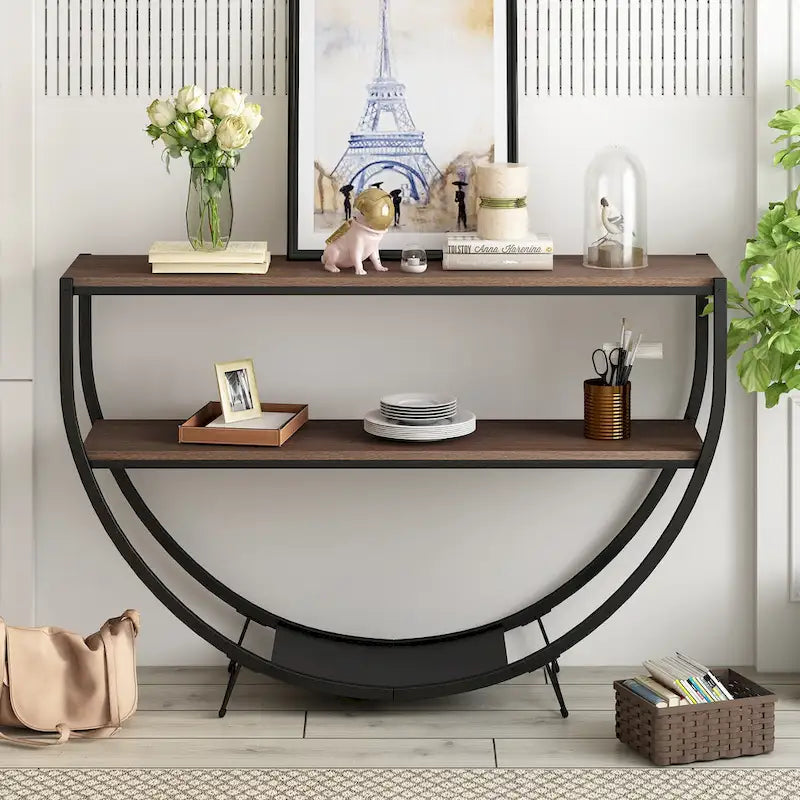 Merax Rustic Industrial Demilune Console Table - image 12