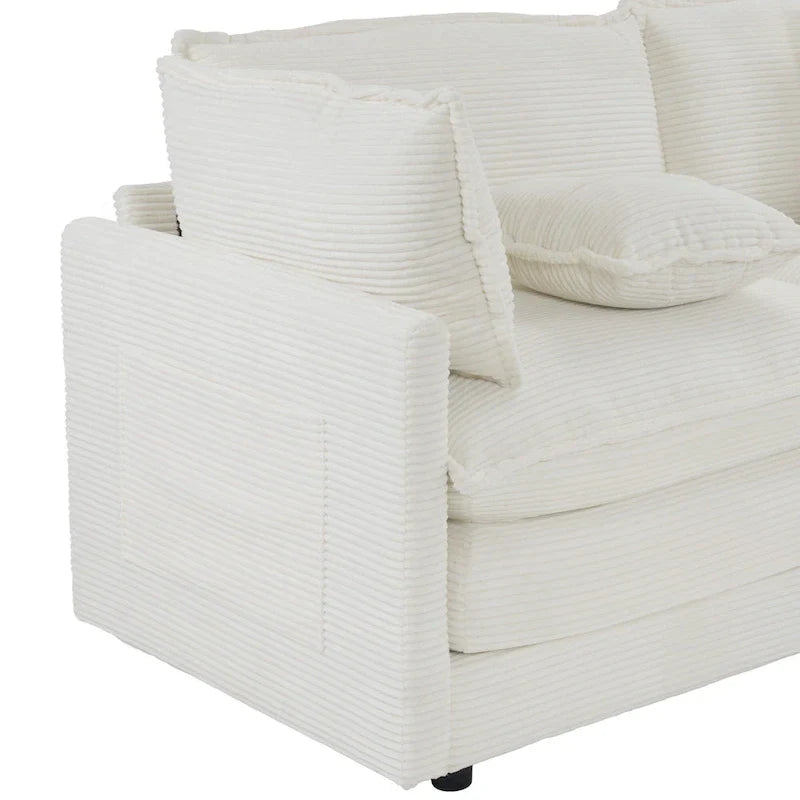 112.6-Inch Corduroy Upholstered L-Shaped Modular Sectional Sofa with Convenient Side Storage Pockets - image 9