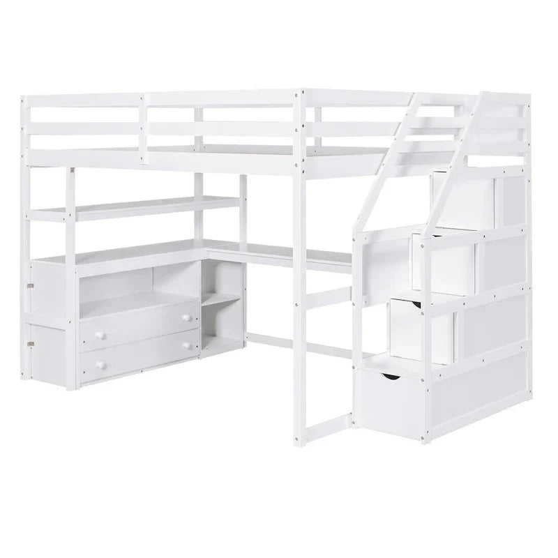 Merax Loft Bed with Integrated Desk and Storage Shelves - image 13