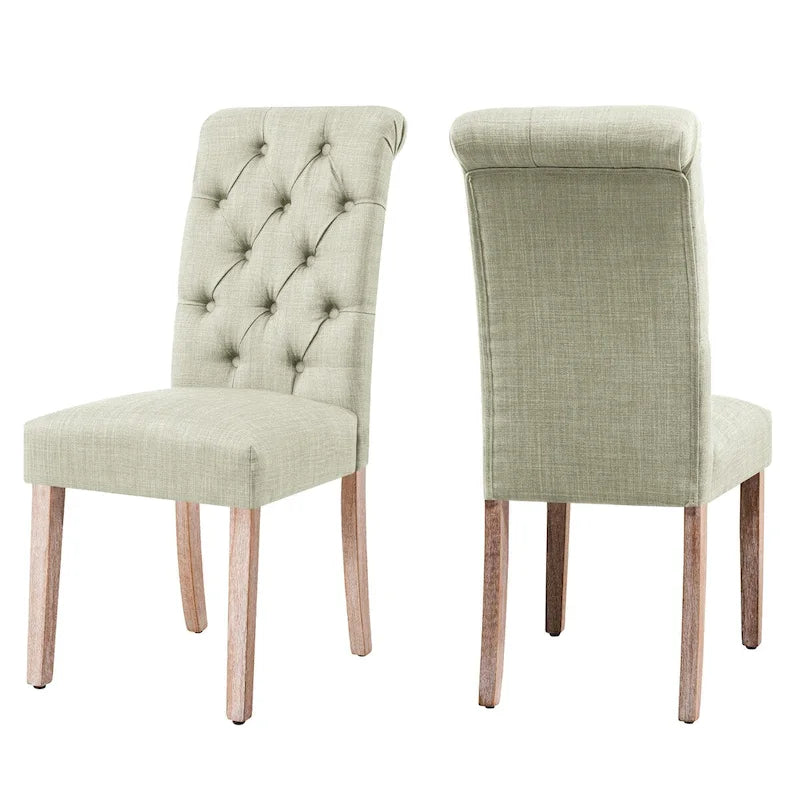 CHUN YI Modern Linen Parsons Dining Chairs - Set of 2 with Button Detail - image 2
