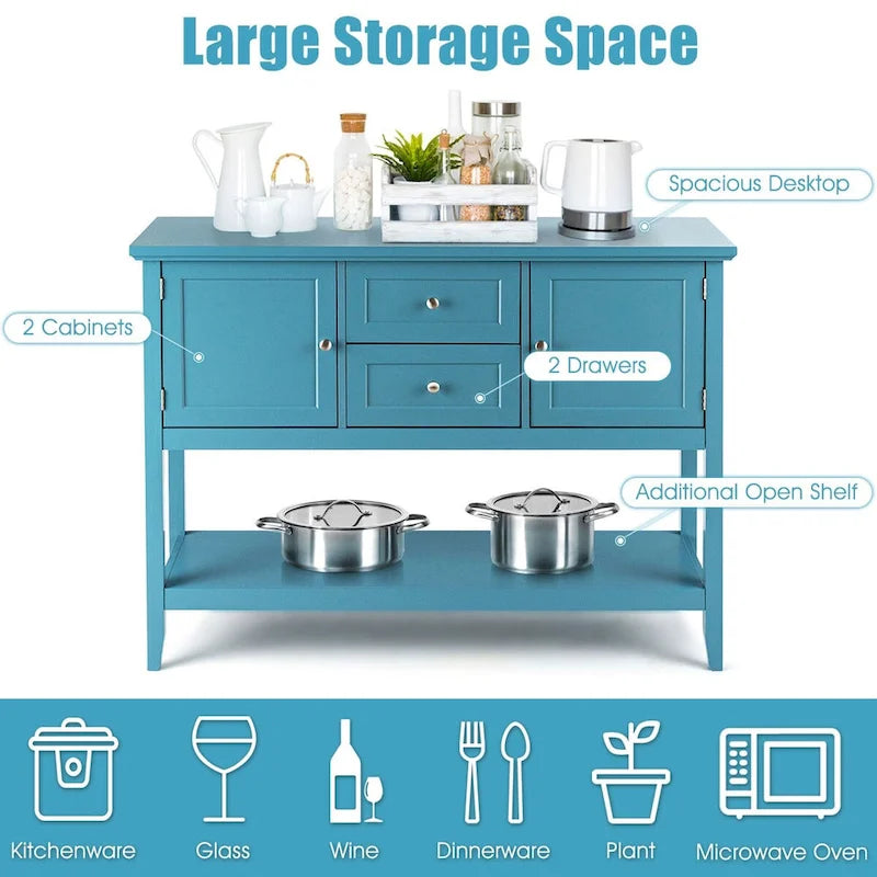Modern Wooden Sideboard Buffet Cabinet with Drawers & Open Shelf - image 24