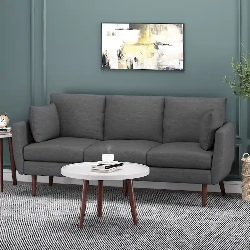 Contemporary 76.5-Inch 3-Seater Sofa with Birchwood Legs and Cushions - image 6