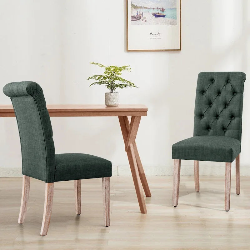 CHUN YI Modern Linen Parsons Dining Chairs - Set of 2 with Button Detail - image 11