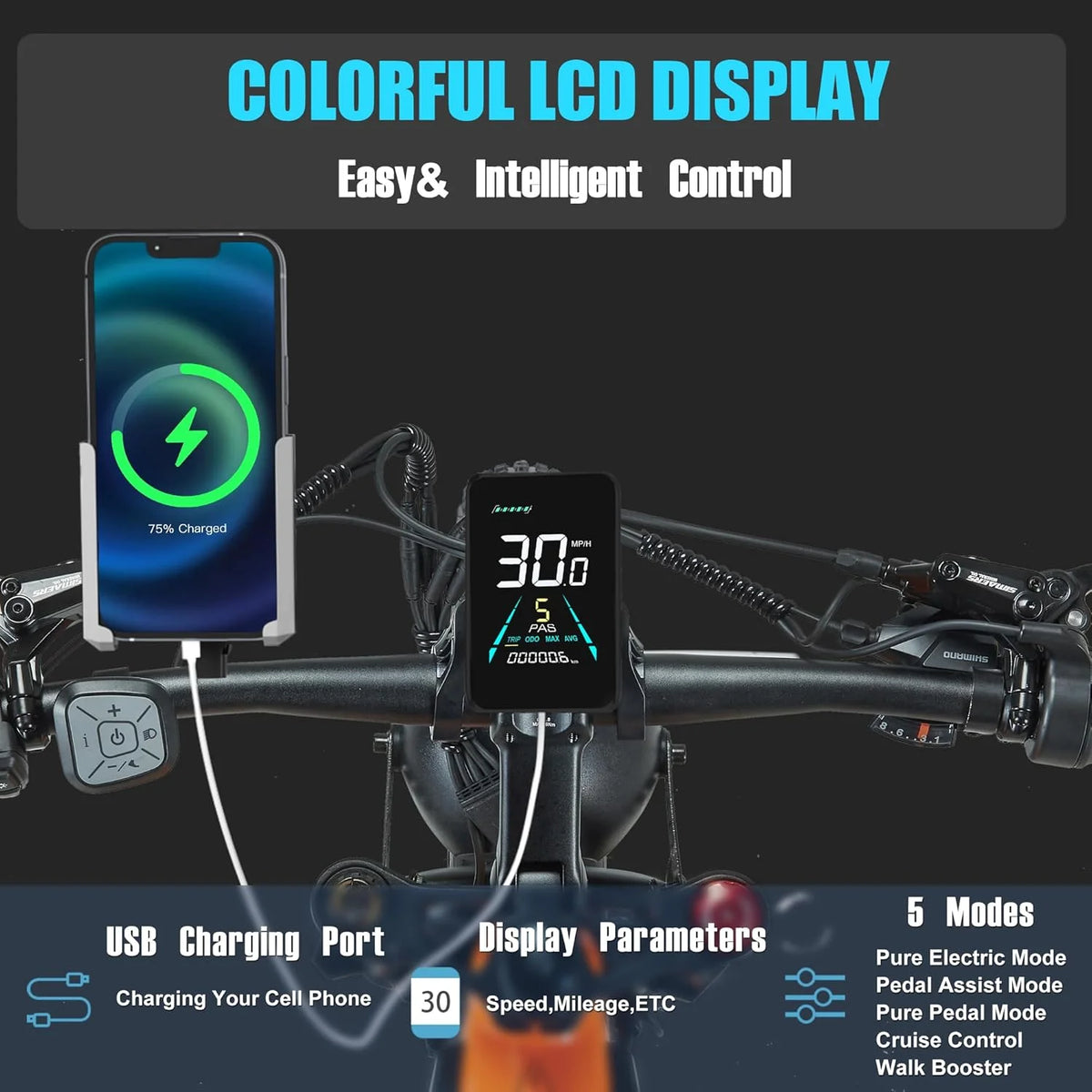 Electric Bike for Adults 26'', 1000W E - Mountain Bike 48V 30/20ah UL2849 Removable Battery, Fat Tire Ebike up to - image 39