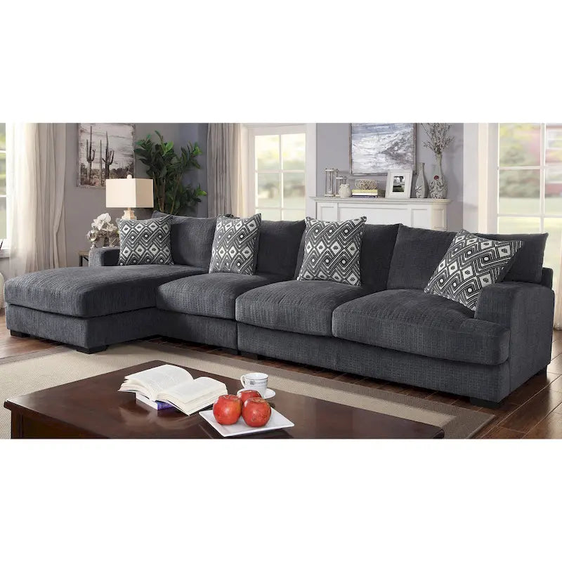 Furniture of America Kintra Modern Chenille Upholstered Large L-Shaped Sectional - image 1