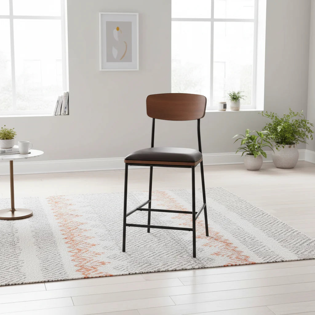 Lowrey 25-Inch Counter Stool with Metal Frame and Faux Leather Upholstery - image 2