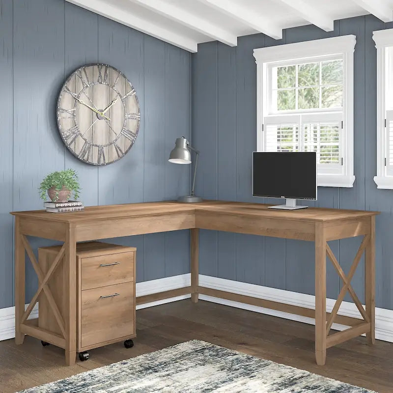 Bush Furniture Key West 60-Inch L-Shaped Desk with Rolling File Cabinet - image 16