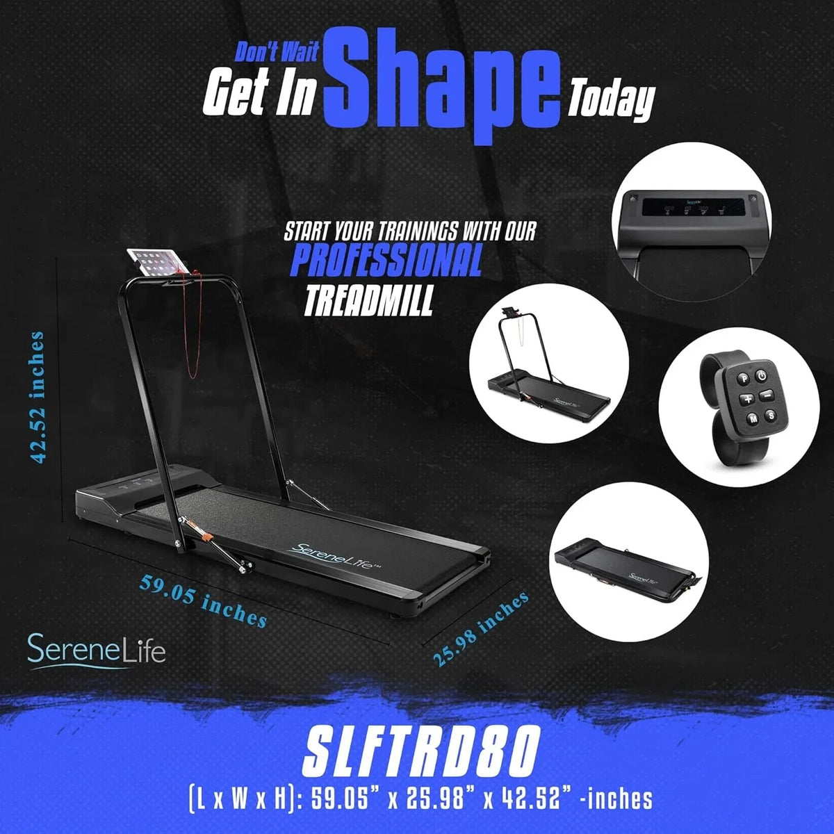 SereneLife Folding Treadmill - Foldable Home Fitness Equipment with LCD for Walking & Running - Cardio Exercise Machine - Preset and Adjustable Programs - Bluetooth Connectivity - image 19