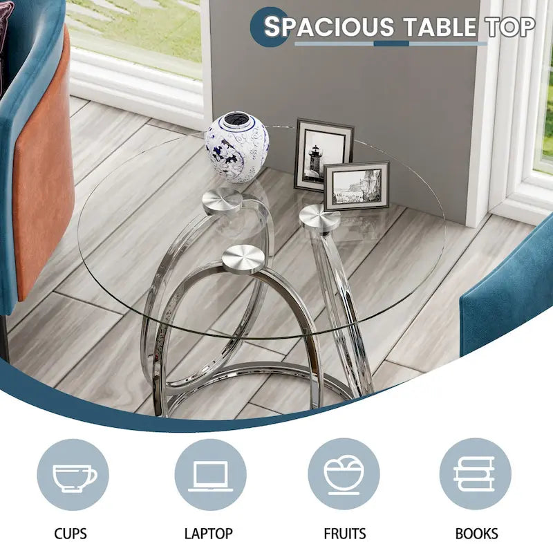 Myhozm Glass Side Table for Living Room with Sturdy Metal Frame - image 19