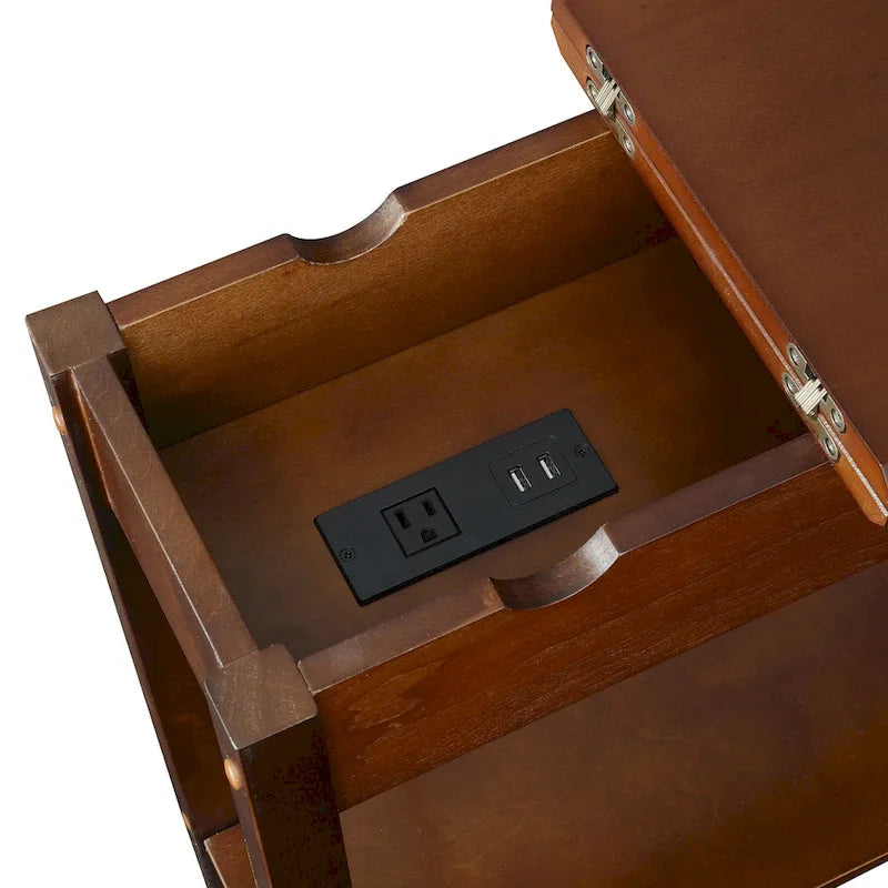 American Heritage Flip Top End Table with Charging Station and Shelf by Convenience Concepts - image 9