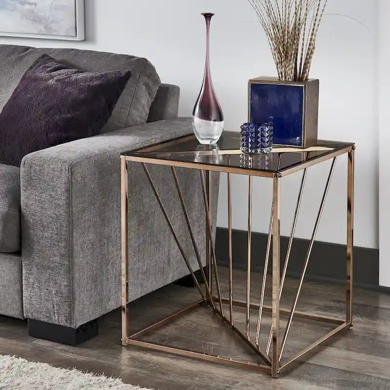 Hannah Square End Tables with Metal and Glass Top by iNSPIRE Q Bold - image 1