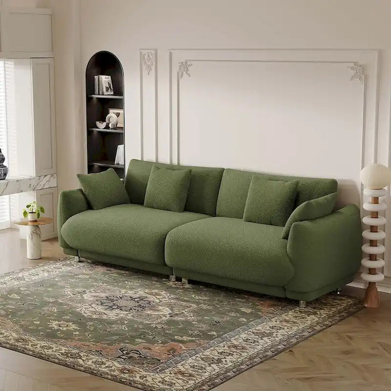 86.6" Contemporary Teddy Velvet Triple Sofa with 4 Cushions and Metal Legs - image 8