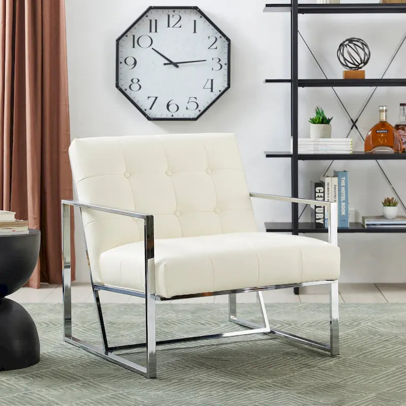 Glitzhome Set of 2 Mid-Century Tufted Accent Chairs in 29.25W PU Leather - image 35