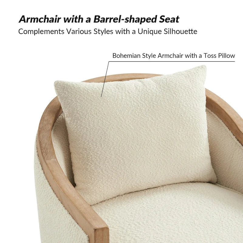 Oswald Jess Farmhouse Solid Wood Swivel Barrel Chair with Toss Pillows by HULALA HOME - image 8