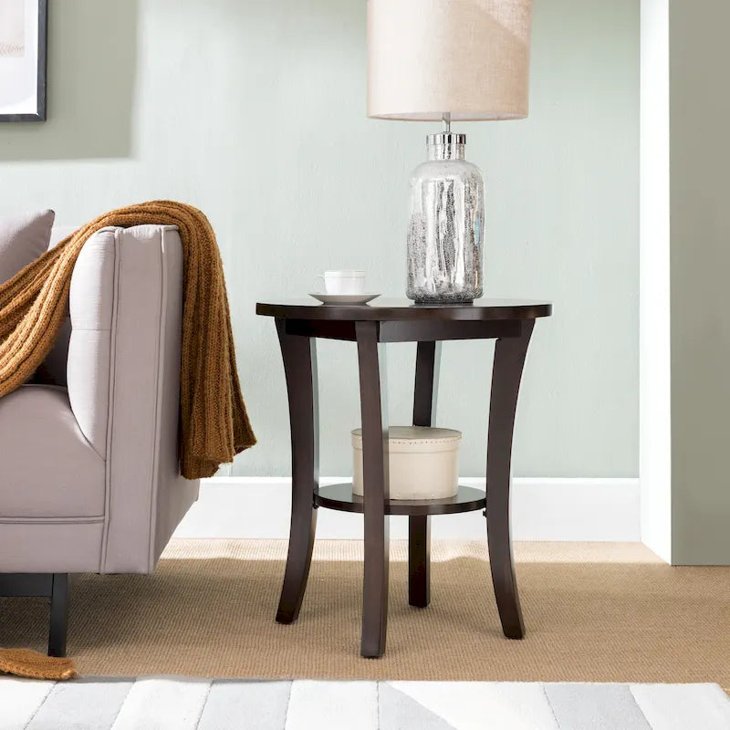 Round Side Table with Shelf and Solid Wood Construction - image 4